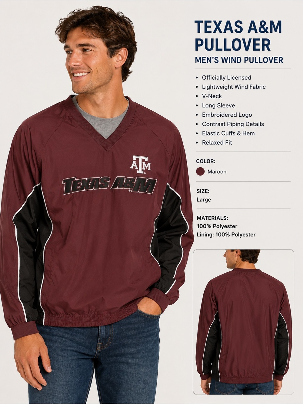 STARTER Maroon V-Neck Team Pullover